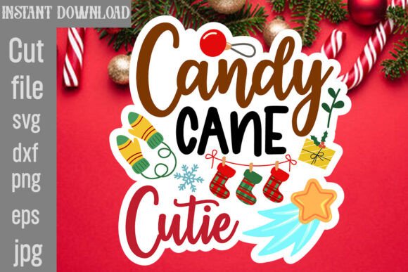 Candy Cane Cutie SVG Cut File: Graphics for Crafts