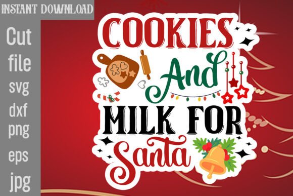 Cookies and Milk for Santa SVG Cut File: Graphics for Crafts