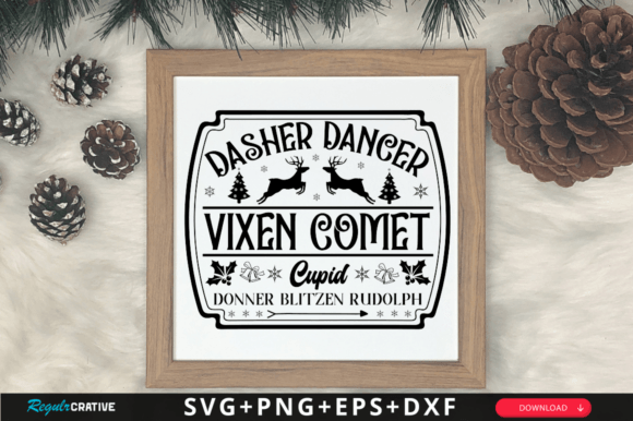 Dasher Dancer Vixen Comet Cupid SVG PNG Graphics for Crafts