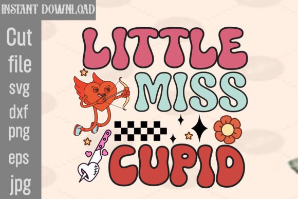 Little Miss Cupid Retro PNG Sublimation: Graphics for Crafts & Local Branding