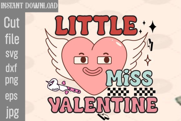 Little Miss Valentine Retro PNG: Graphics for Crafts & Content
