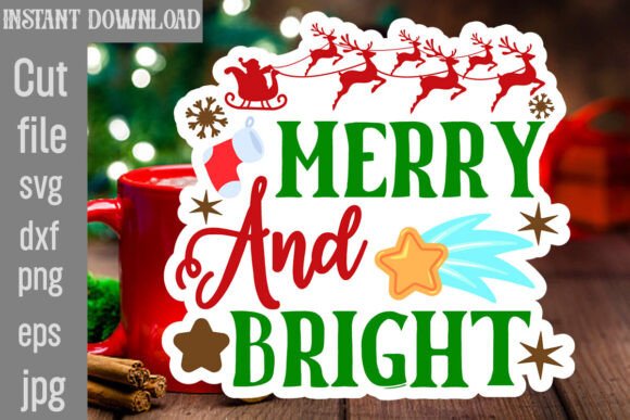 Merry and Bright SVG Cut File for Crafts & Graphics
