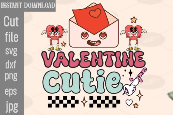 Valentine Cutie Retro PNG Sublimation: Graphics for Crafts Done Right